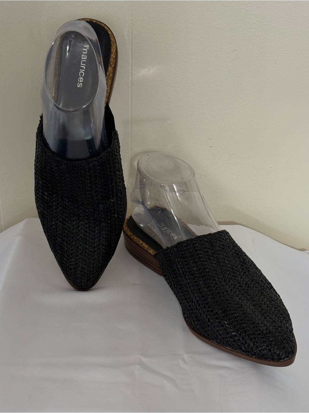 Maurices Black Woven Pointed-Toe Slip-On Flats Mules 8